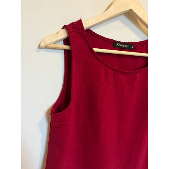 Red Jumpsuit 2 Peice Cropped Tank Sleeveless High Rise Wide Leg Pants - Picture 3 of 10